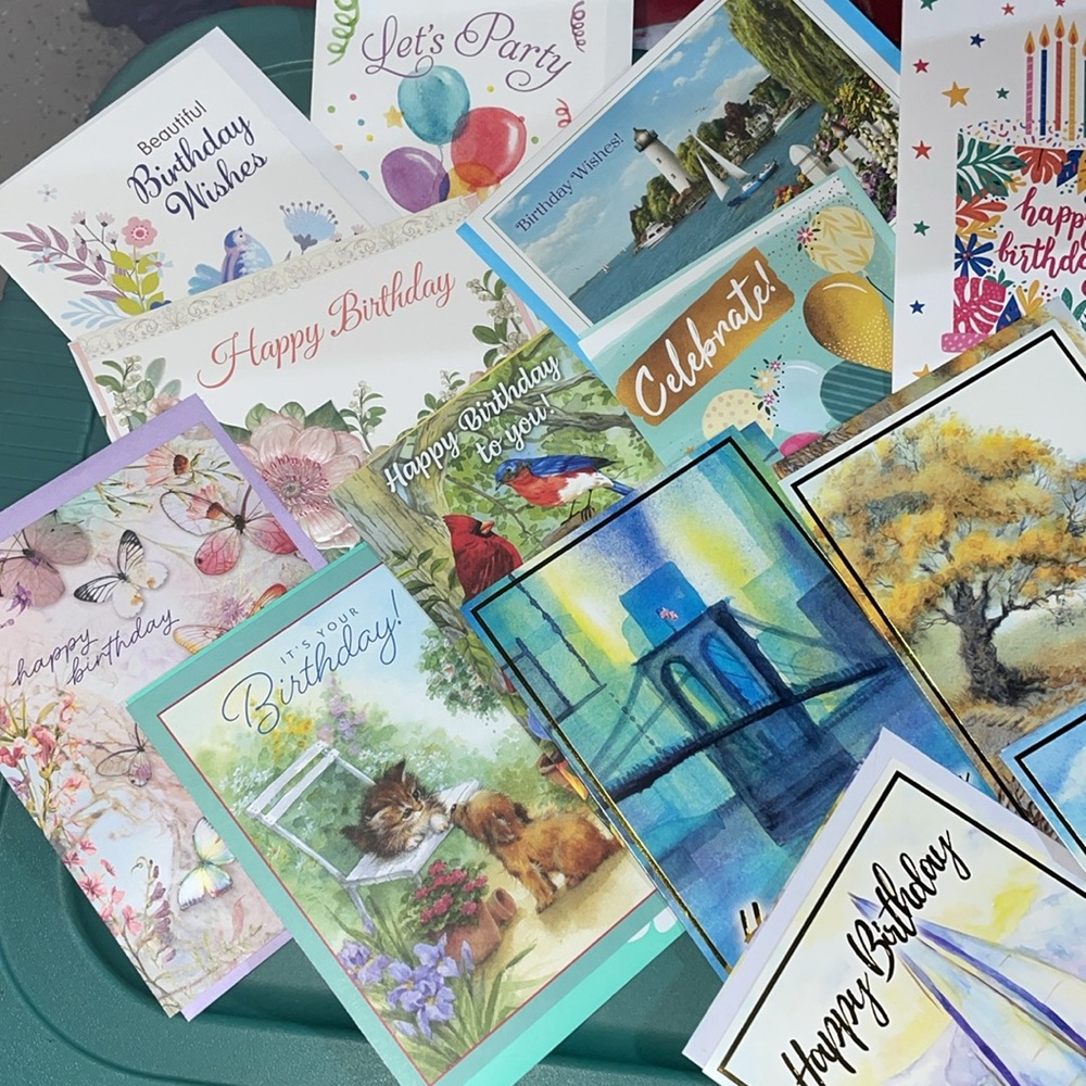 Colorful Birthday Greeting Card Set 19 Assorted, coord. Envelopes stickers incl